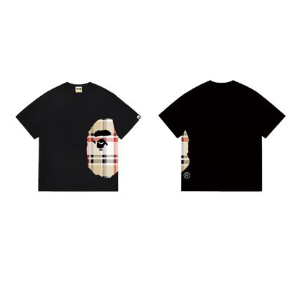2025 Cross-Border Foreign Trade Wholesale High-Quality Bape Short-Sleeve Monkey Print Casual Street Style Unisex Loose Oversized T-Shirt