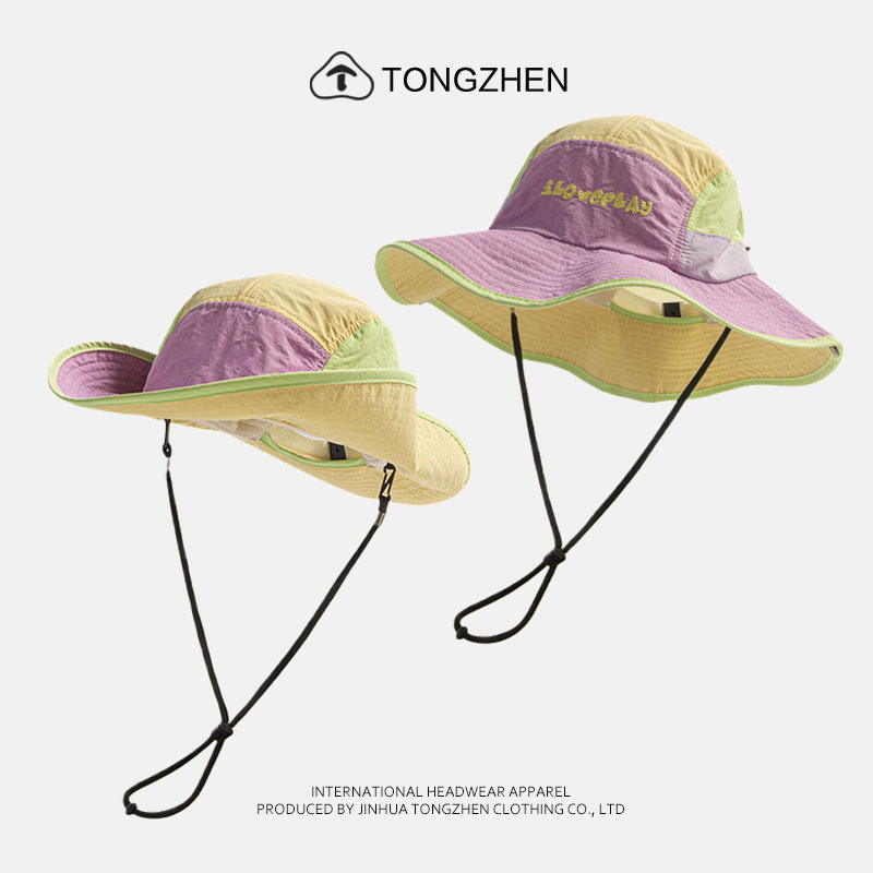 Mountain-Style Color-Blocked Quick-Drying Fisherman's Hat for Women, Summer Cycling Sun Hat, Outdoor Mountaineering Camping Sun Protection Sun Hat for Men