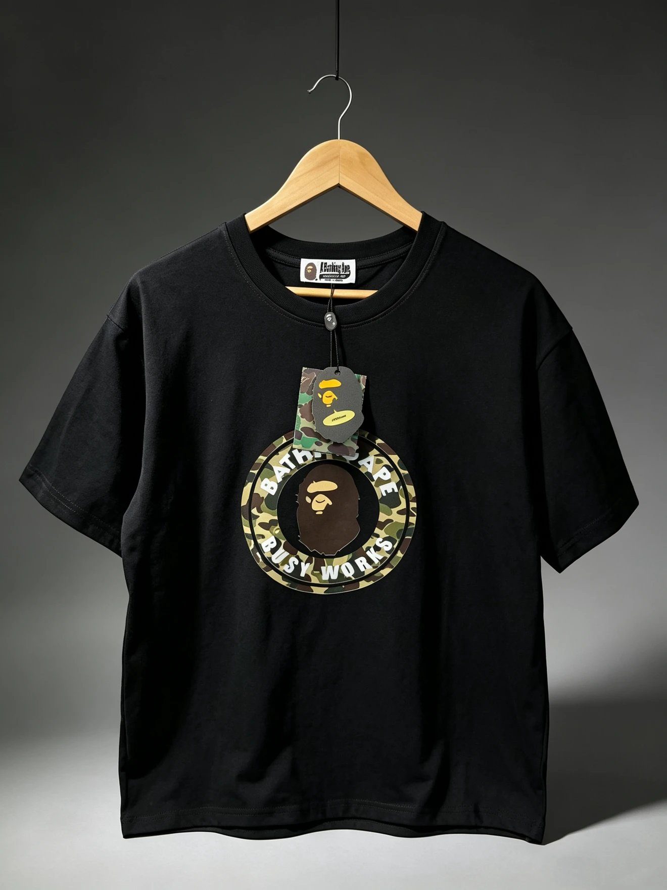 bape ape 猿人头迷彩印花 情侣装t恤 男女同款短袖 原价69💰200g纯棉 男女同款 潮流休闲 学生 短袖t恤 男士短袖 圆领半截袖 女款女士女生 男士t恤 黑色日系宽松美式运动半