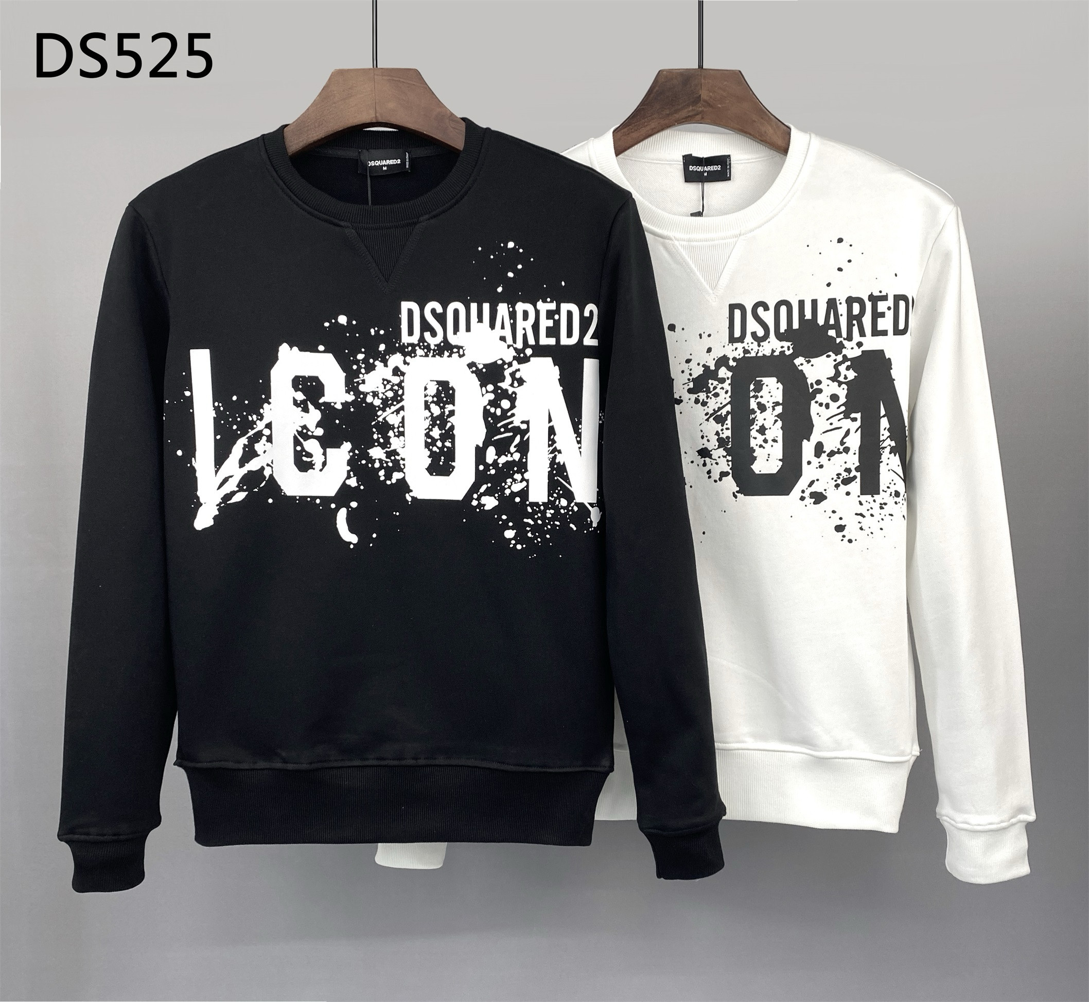 New fashion brand d2 sweatshirt men's round neck pullover letter print casual versatile long-sleeved top couple's outfit wash Foto QC de TAOBAO na Qualit.ly