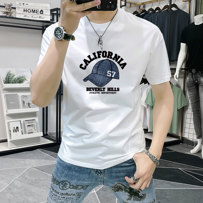 Lan Shengyi Short-sleeved T-shirt Men's 2025 Summer New Fashion Brand Men's Printed Half-sleeved Top Slim-fit All-match Round Neck T-shirt