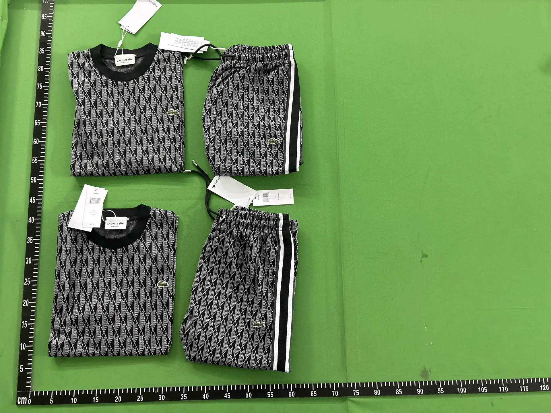 Left Embroidered, White-Edged Russian Text, Pure Cotton, Full Diamond Pattern, Five-Color Round-Neck Short-Sleeve Set 77031633