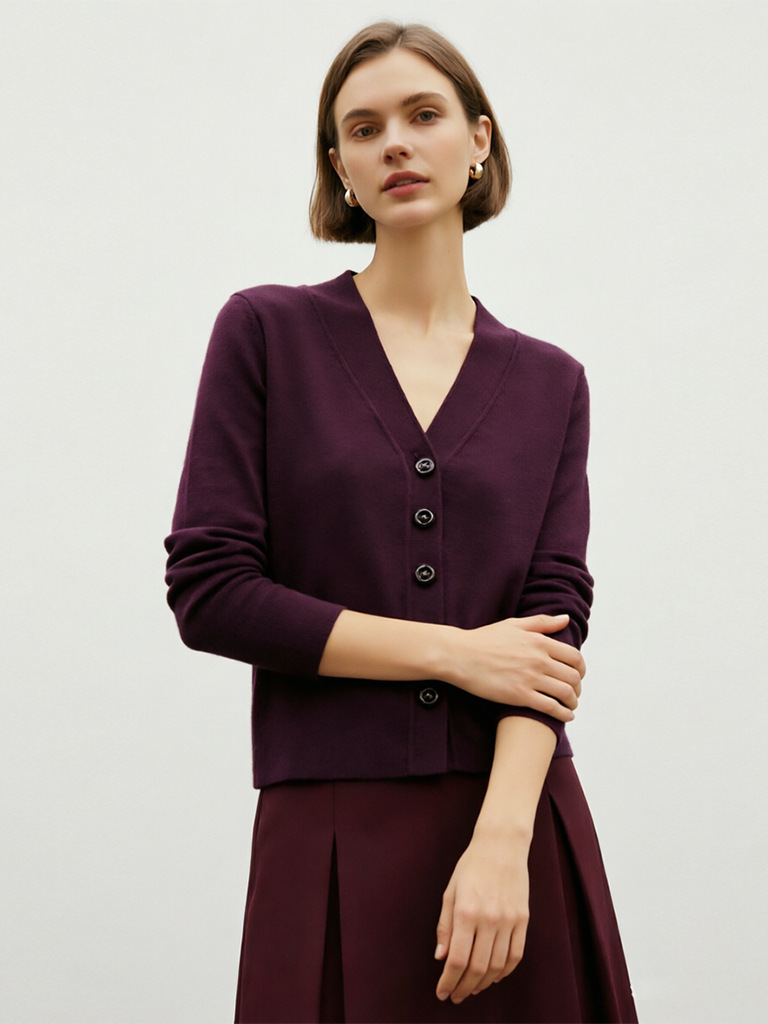 Bc Same Style Wide-Edge V-Neck Knit Cardigan for Women, 2026 Spring New Fashion, Petite Slim-Fit Cardigan Top