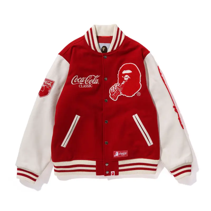 Cross-border foreign trade on behalf of the influx of BAPE ape head shark fall and winter baseball uniform men and women loose versatile cardigan jacket