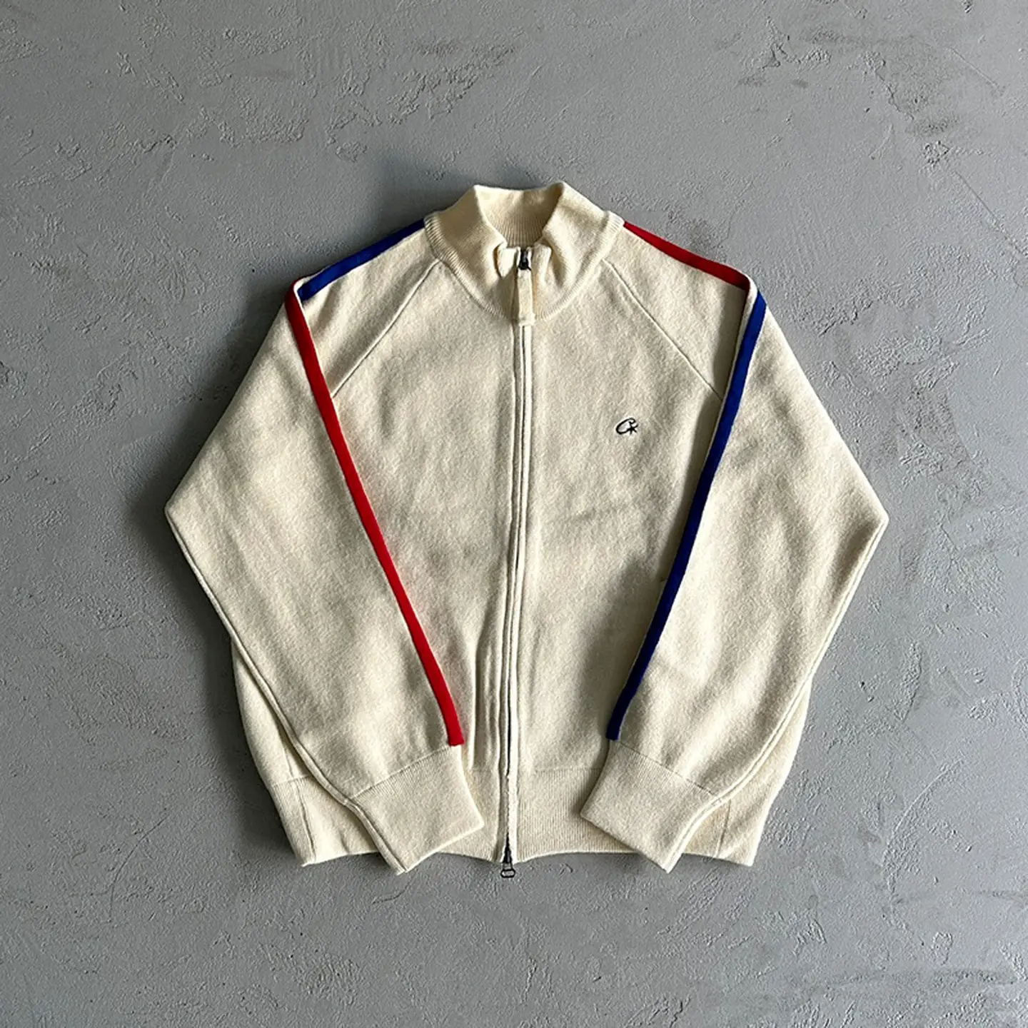 Drill American Street Style hip hop Embroider letter Stand-Up Collar Zipper Cardigan Knitwear Sweater Men's Trendy Brand Outwear