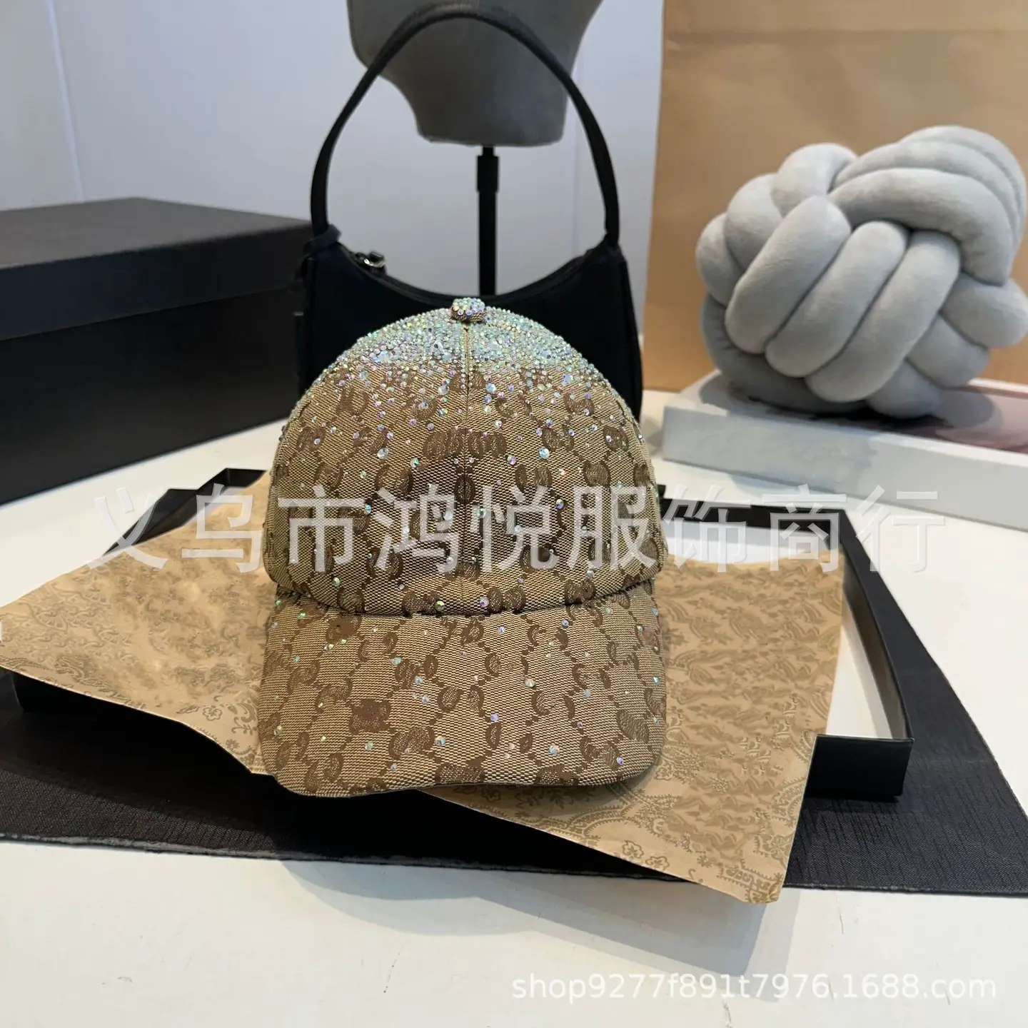 New Cross-Border European and American Baseball Cap Full of Diamonds, Fashionable g Letter Embroider, Men's and Women's Peaked Cap, Sun Protection Visor