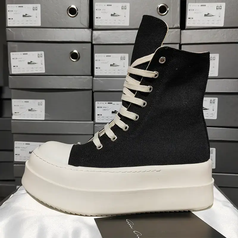 25Ss Dark Men's and Women's Thick-Soled High-Top Shoes, Heightening Casual Shoes, Student Couple's Platform Shoes, Large Thick-Soled Canvas