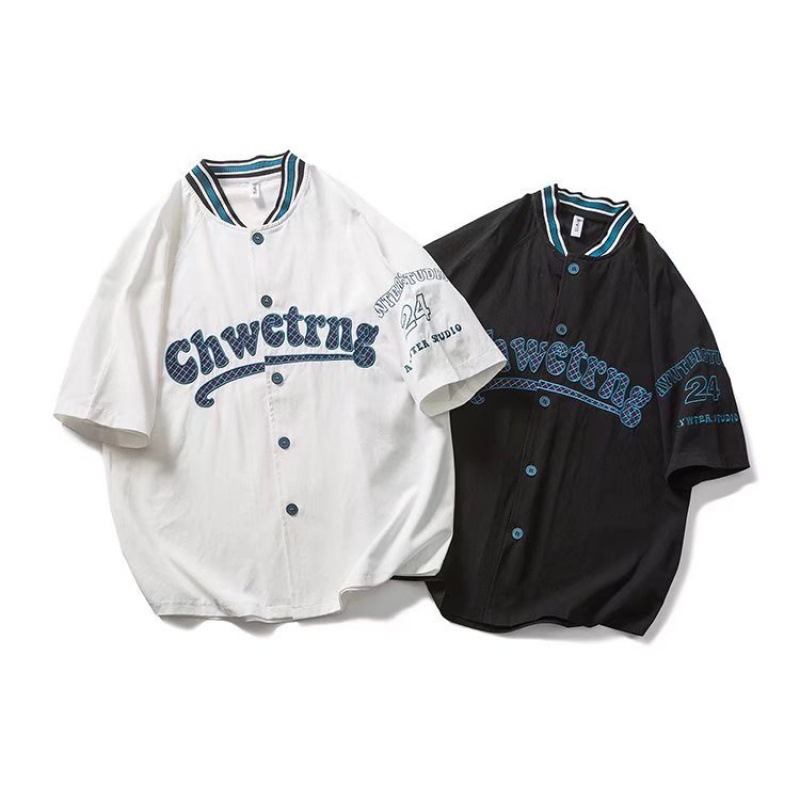 Workwear shirt hip hop t summer loose American baseball collar ins couple fashion brand men's and women's bf short sleeve top