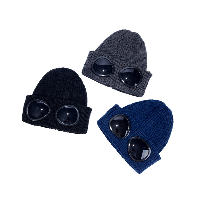 Aviator Sunglasses Knitted Hat Autumn and Winter Cold-proof Warm Wool Hat Men's and Women's All-match Trendy Glasses Cold Hat