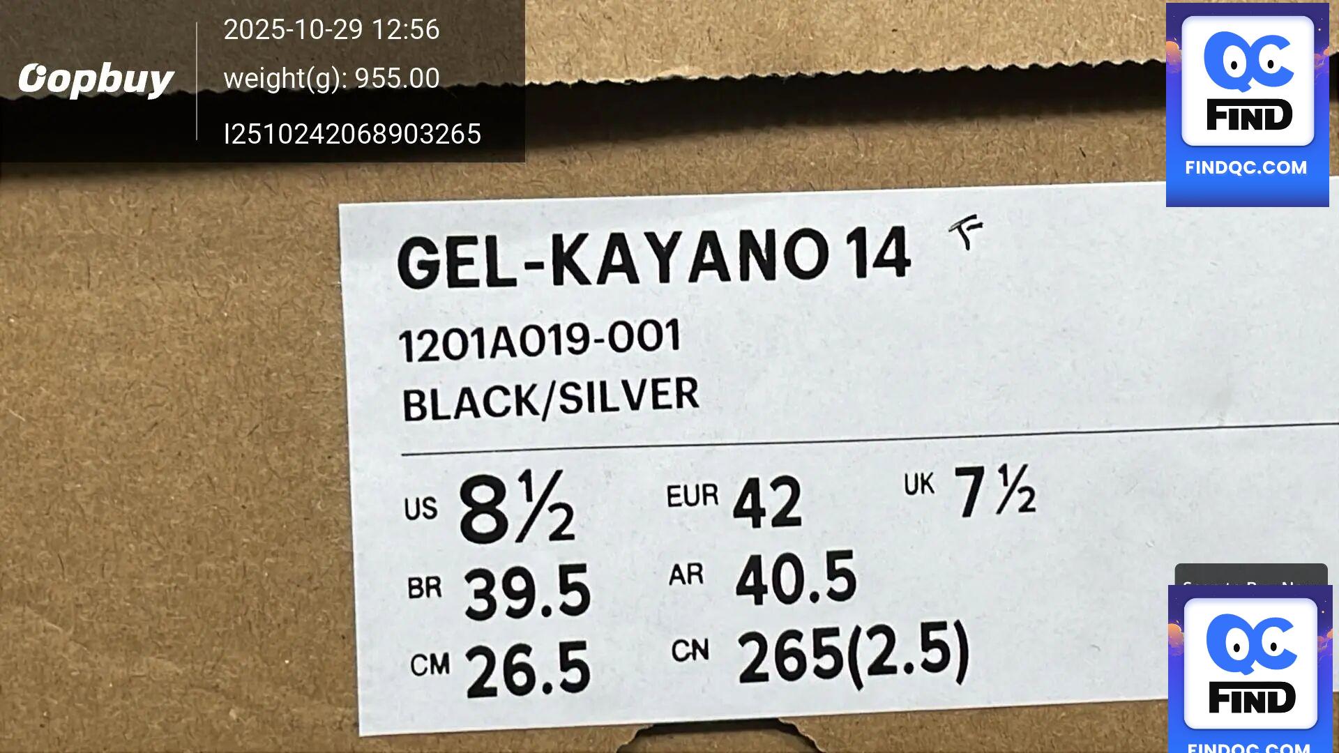 ASICS GEL-KAYANO 14 BLACK/SILVER QC