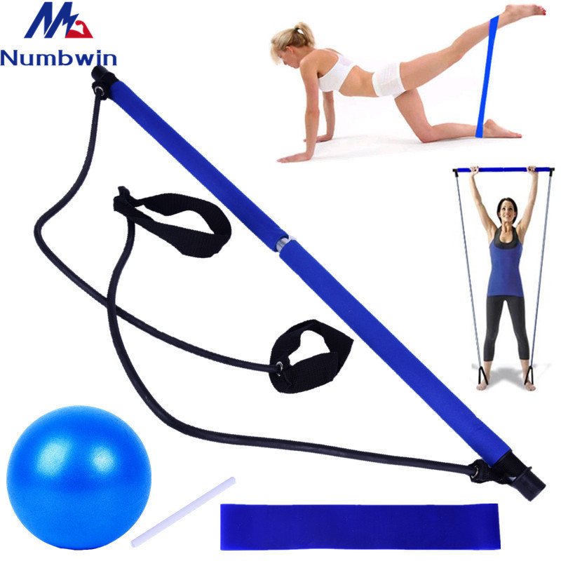 Pilates Fitness Rod four-piece yoga ball elastic belt chest muscle training Pilates functional rod stretch elastic rope