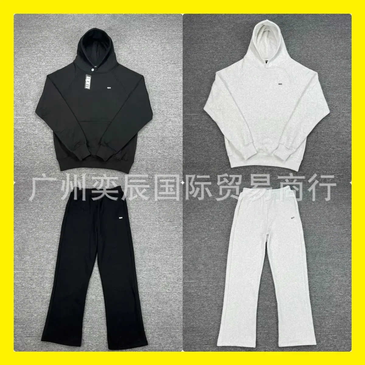 6Pm Logo Embroidered Letter Hip-Hop Fleece Pullover Hoodie and Long Sweatpants Men's Trendy Sports Suit Jacket