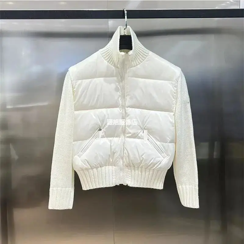 轻簿字母刺绣短款针织羽绒服