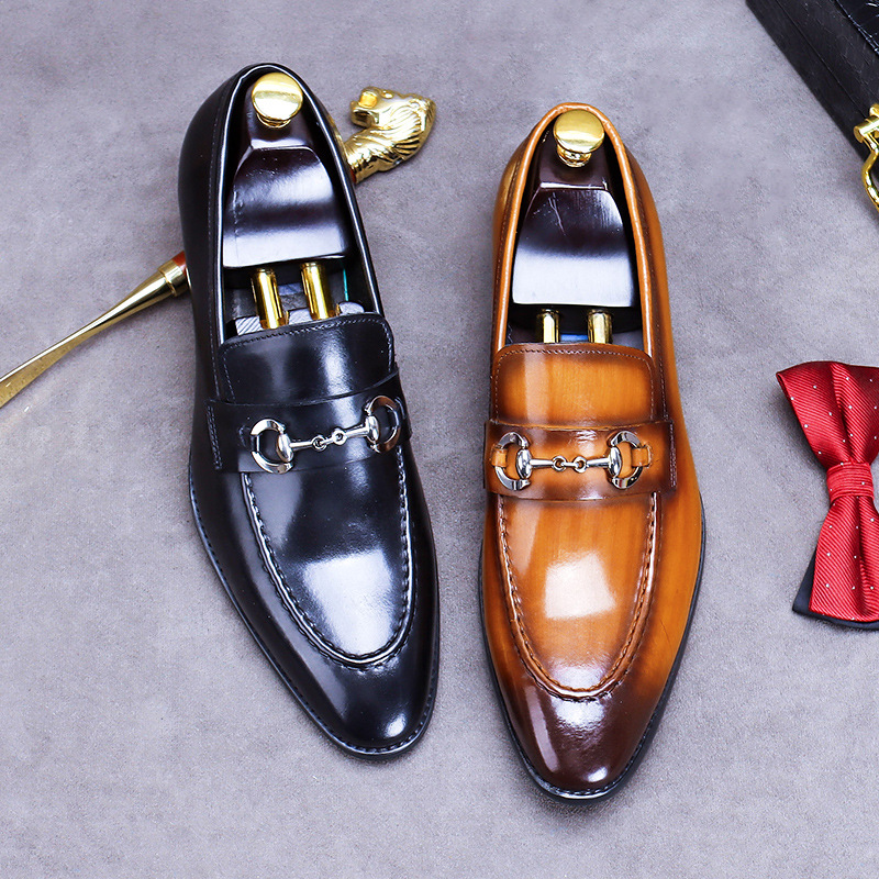 [Big Sale] Men's Leather Shoes, Small Leather Shoes, Men's Slip-On Business Casual Shoes, Men's Beanie Shoes, Wedding Shoes, Fashionable Formal Wear