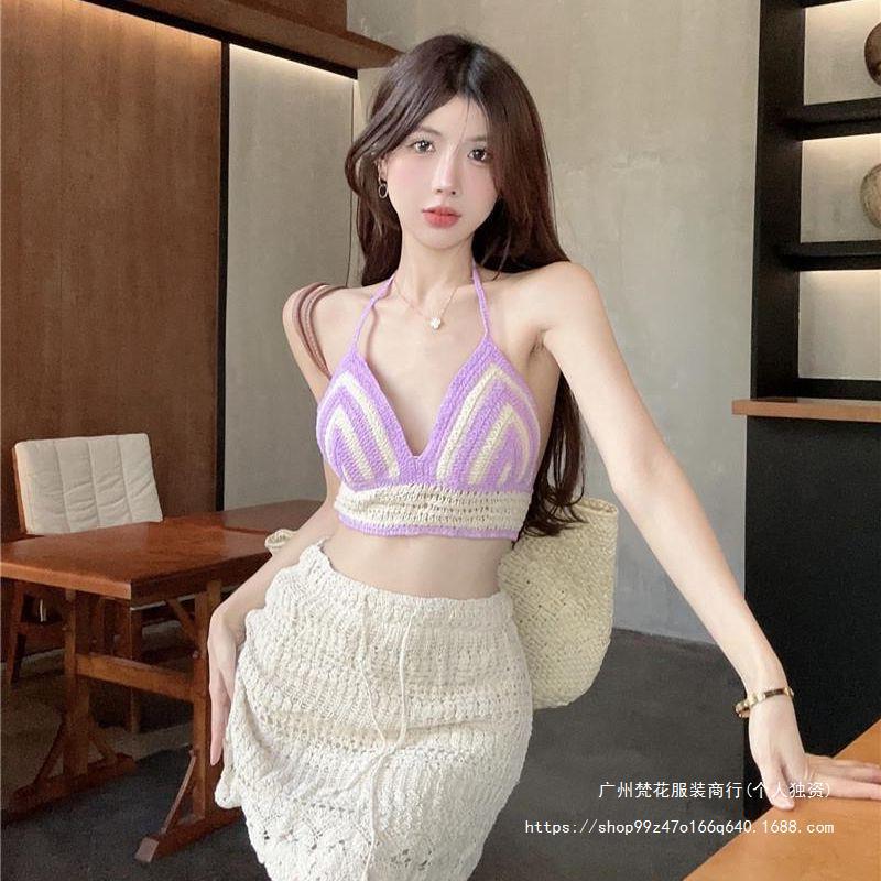 New Colorful Fashion Sexy Short Sling Women's Summer Seaside Beach Lace-up Cut Out Vacation Bikini with Chest Pad