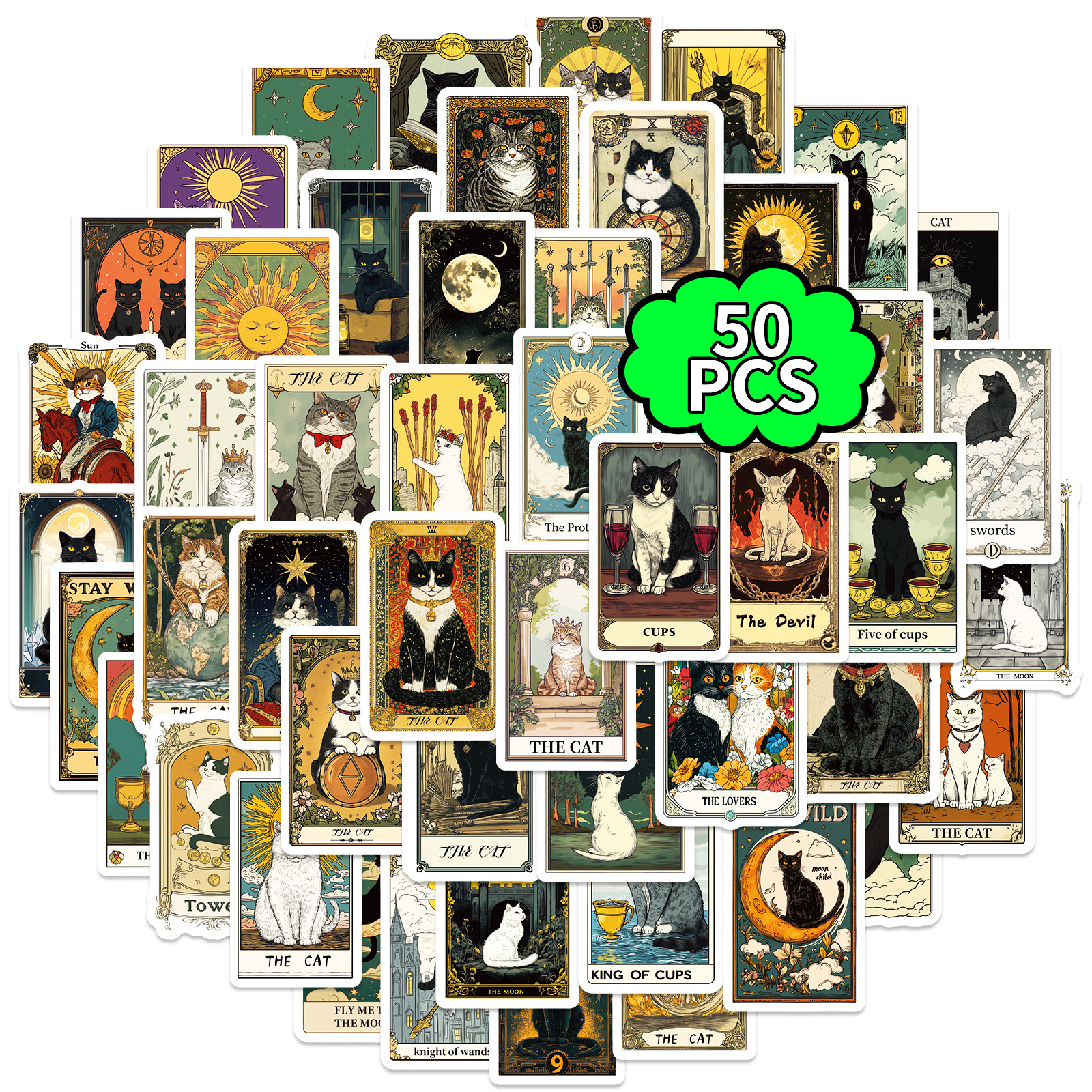 New 50 Tarot Card Graffiti Stickers Creative DIY Laptop Trunk Guitar Decorative Stickers