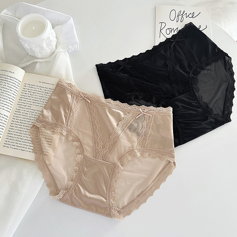 New Lace Panties for Women, Mid-Waist Sexy Women's Panties, Light Luxury Satin Lace, Pure Desire, Pure Cotton Crotch Women's Panties