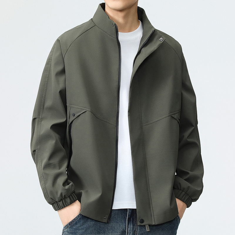 2026 Spring and Autumn Jackets for Men, Stand Collar, Solid Color, Fashionable, Light Business Casual, High-Quality Men's Clothing for Young and Middle-Aged Men