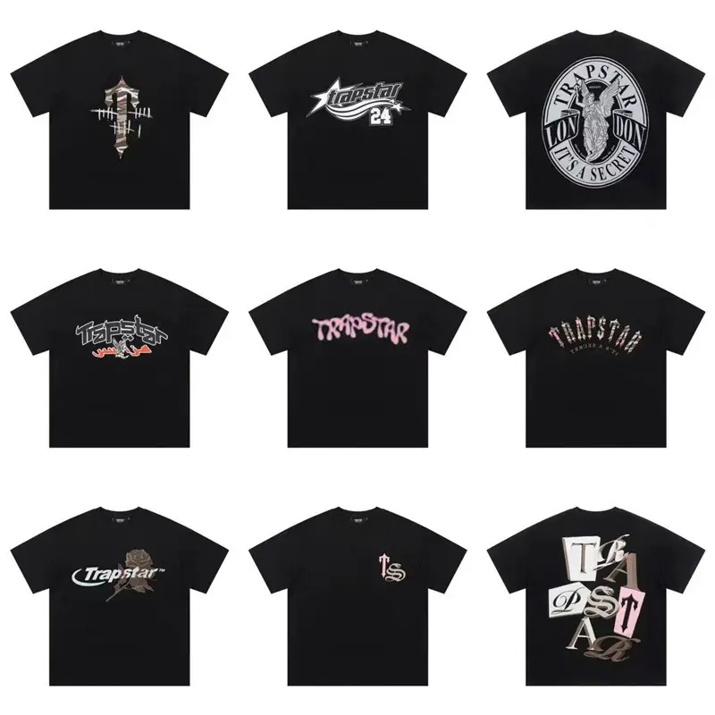 Trapstar Summer New Graffiti Letter Printing European and American Street Fashion Brand Loose Casual Men's and Women's Short-sleeved T-shirt