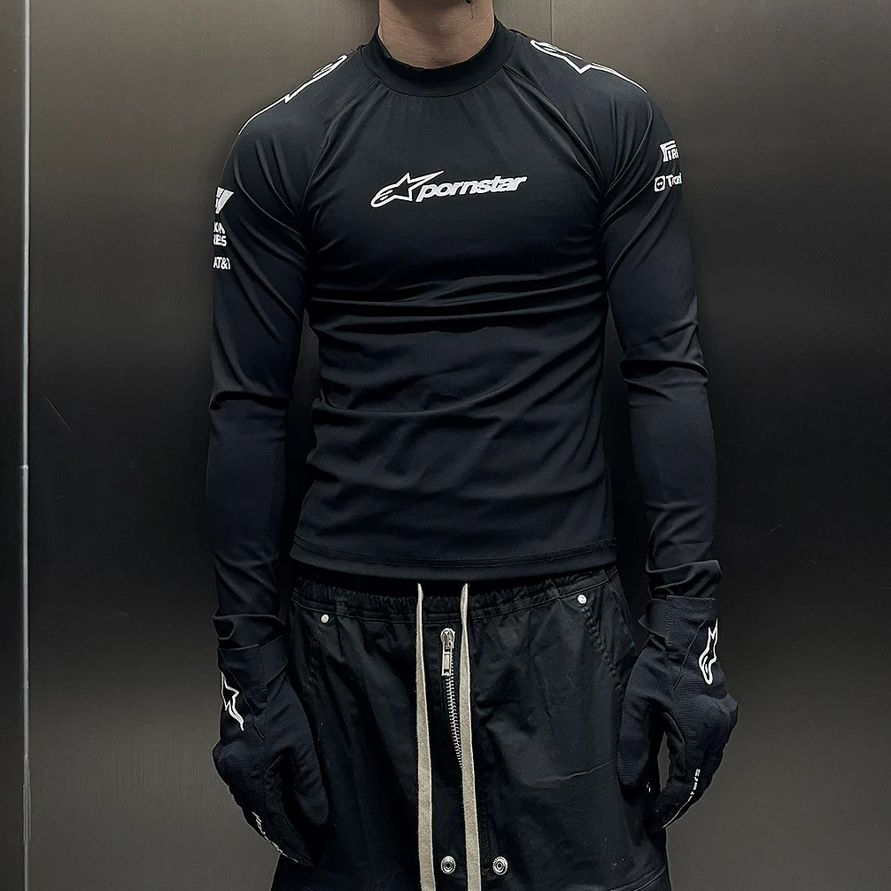 Functional racing elastic tight sports base coat for men's autumn long sleeved inner black cycling training fitness suit