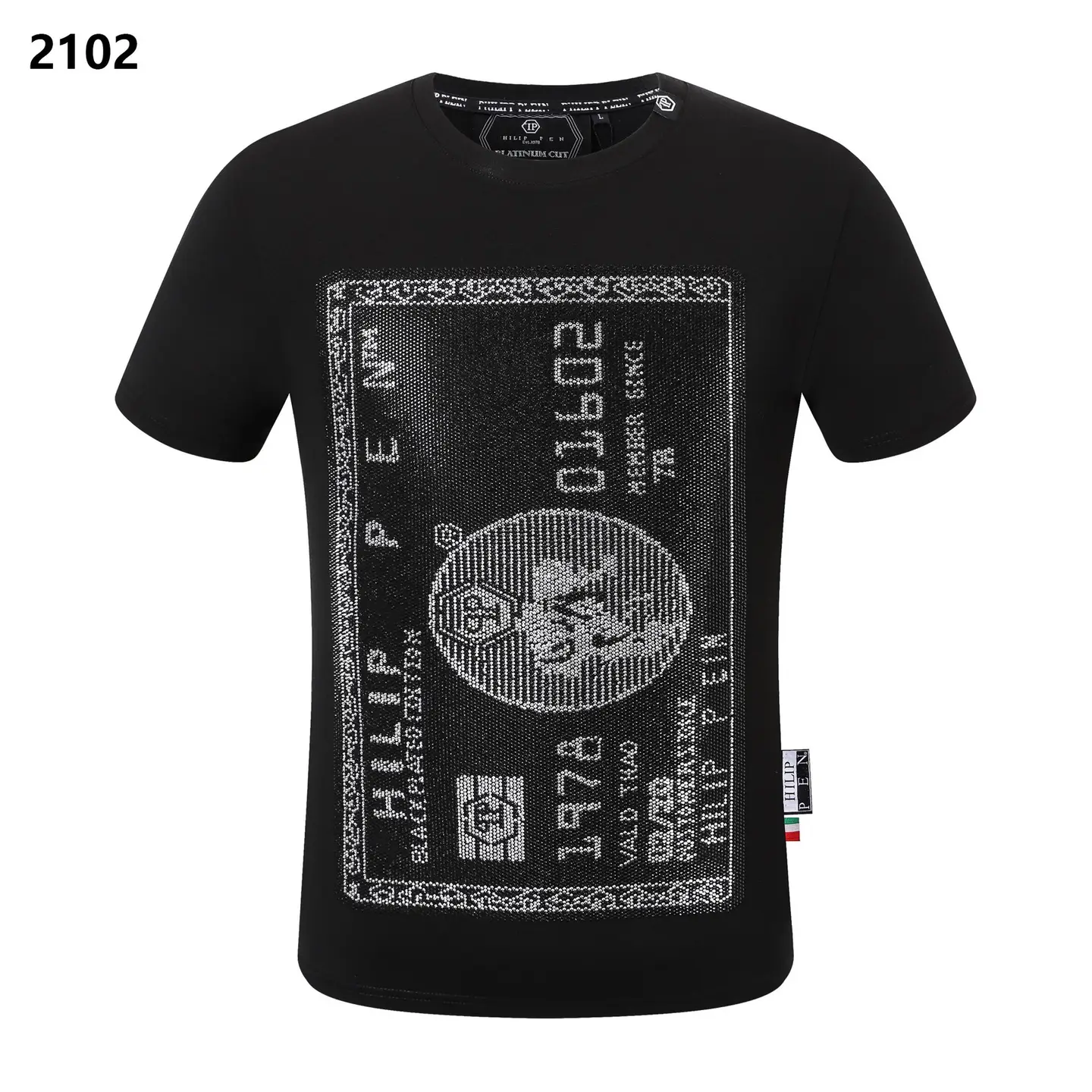 Trendy Brand Philip Plain Spring and Summer Short-sleeved Men's Round Neck T Aggressive Personality PP Hot Drilling Casual Fashion Men's Short T