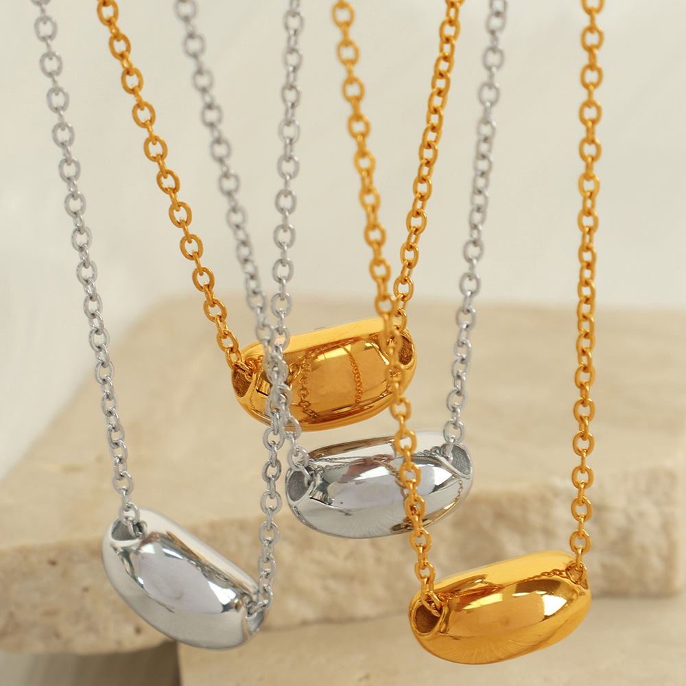 Korean Style New Titanium Steel Small Gold Bean Acacia Bean Necklace Woolen Chain Internet Popular Cold Style Elegant Girl's Clavicle Chain for Women