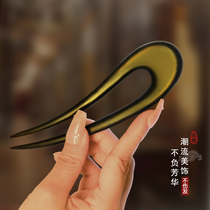 Hair Hairpin New Chinese Style Women's 2024 New Summer Sandalwood Horse Face Skirt Hair Accessories Wooden Hairpin Daily Hair Hairpin Antique Style