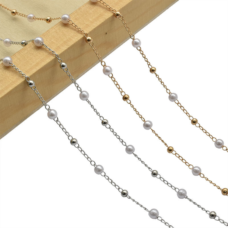 DIY chain pearl bead 4 3mm bead chain exotic antique Chinese clothing glasses chain hand-made material