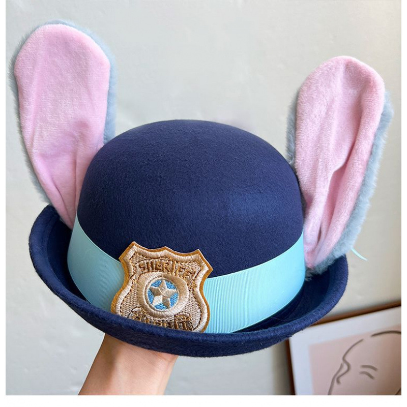 Sweet Judy Police Officer Hat, Zootopia Rabbit Ear Hat, Amusement Park Comic Con Photo Prop Hair Accessory