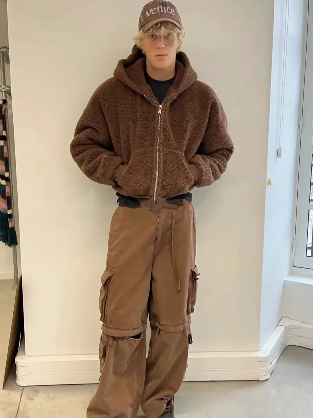 ERL 25FW brown lambhair fleece hooded zipper jacket unisex CORTIS windproof cotton jacket