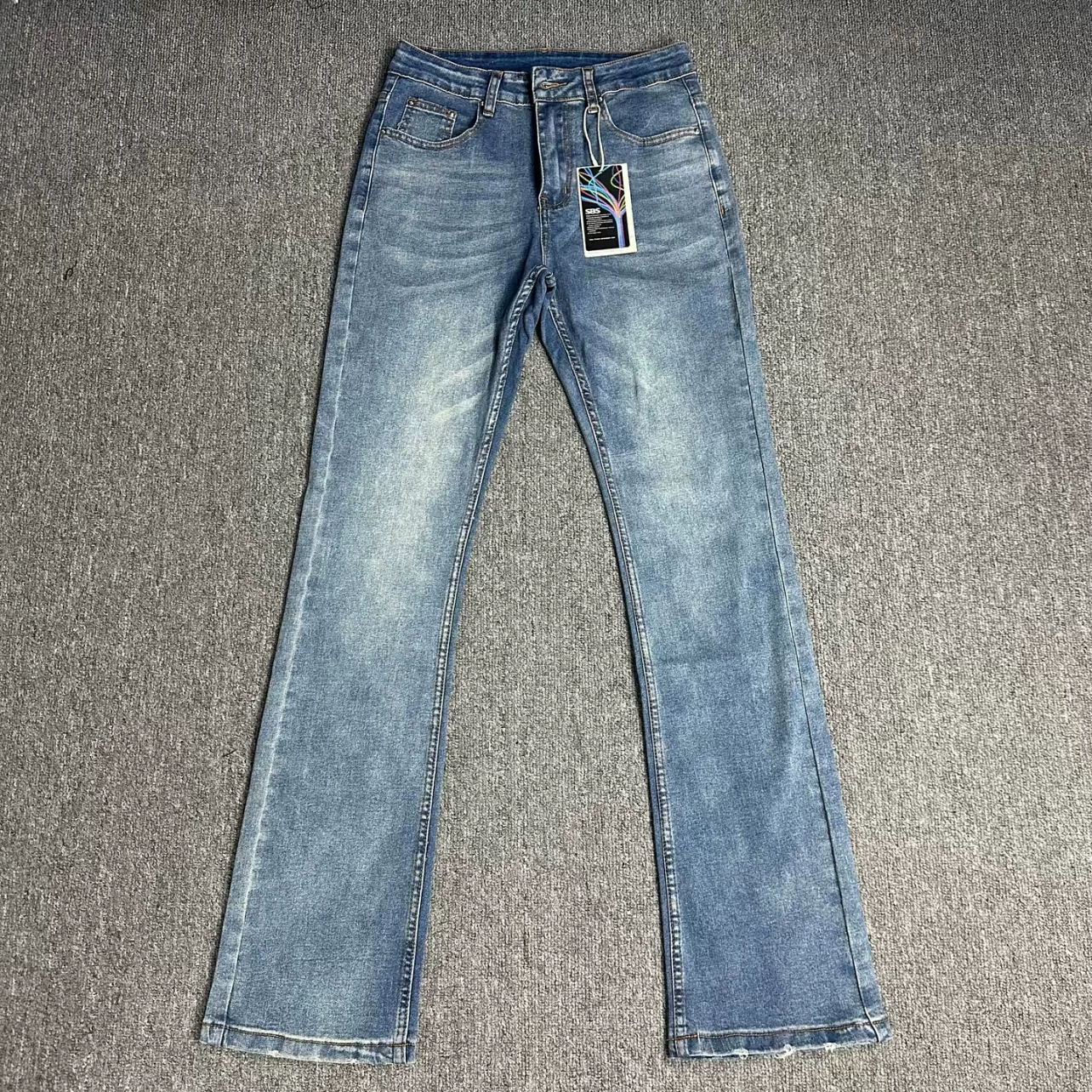 Cleanfit自主vintage57风格牛仔裤水洗微喇修身显瘦水洗长裤子男