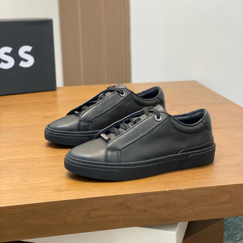 BOSS Men's Black Suede Lace-Up Sneakers