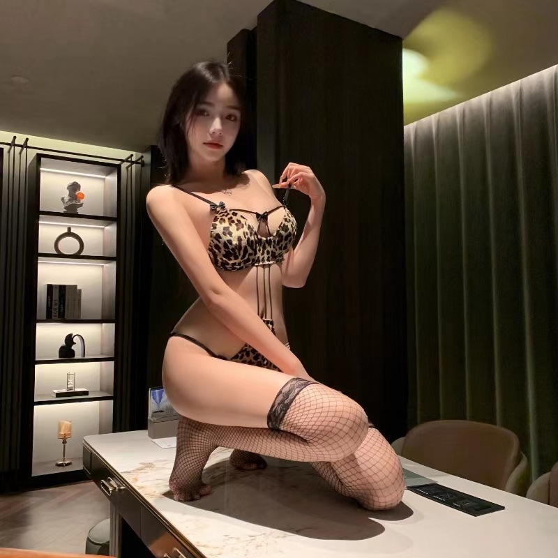 Sexy Lingerie Sexy Hollow Strap Leopard Print Three-Point Hot Sexy Passion Bed Free Flirting New Style