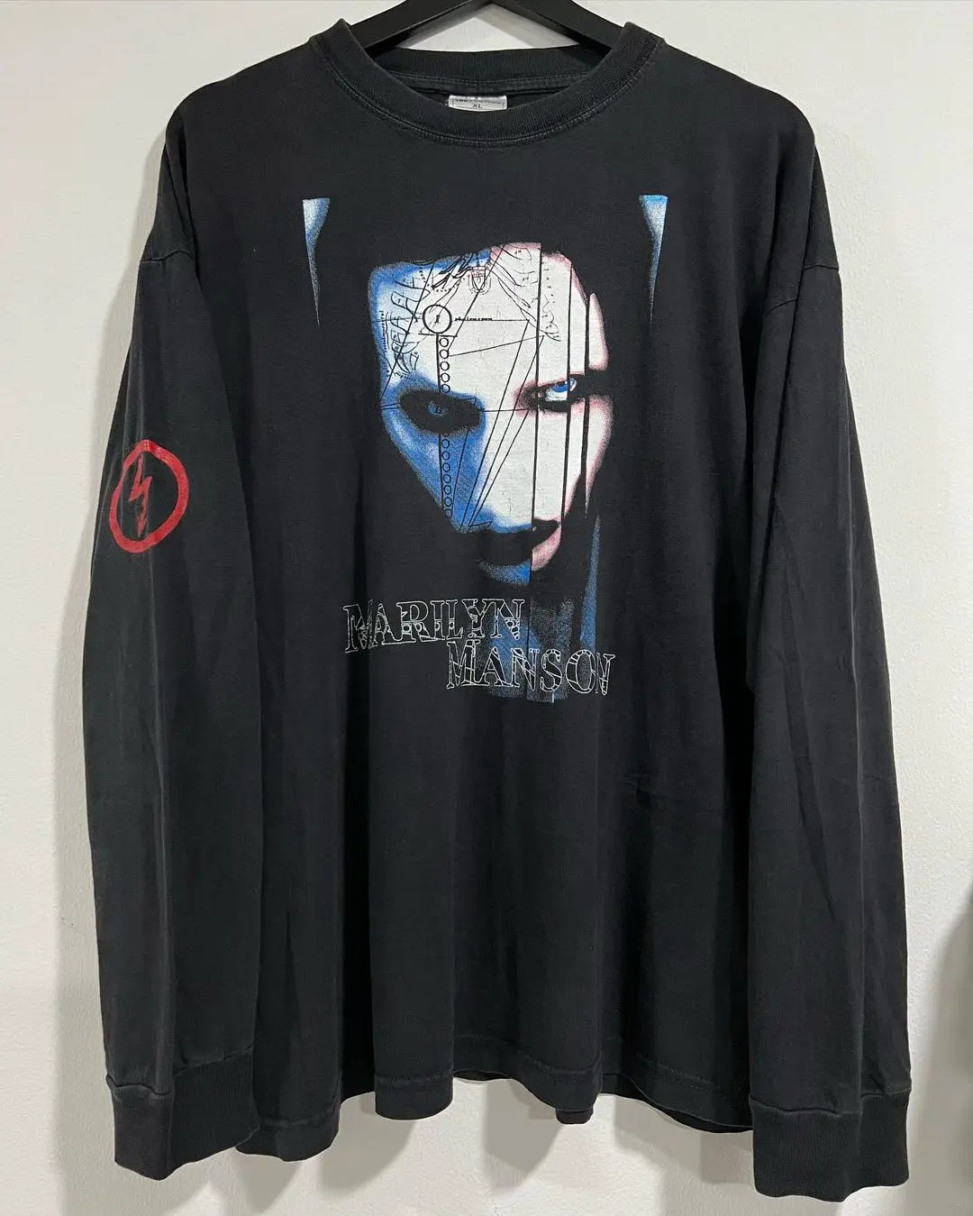 Marilyn Manson Manson High Street Tattooist Wear Dark Gothic Heavyweight Long Sleeve T-Shirt Washed Aged Mens