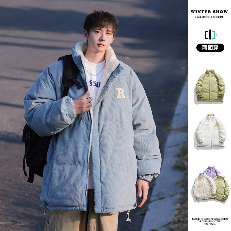 New cotton-padded double-sided coat for autumn and winter lovers clothing lamb fleece fleece-lined thickened warm fashionable cotton-padded jacket