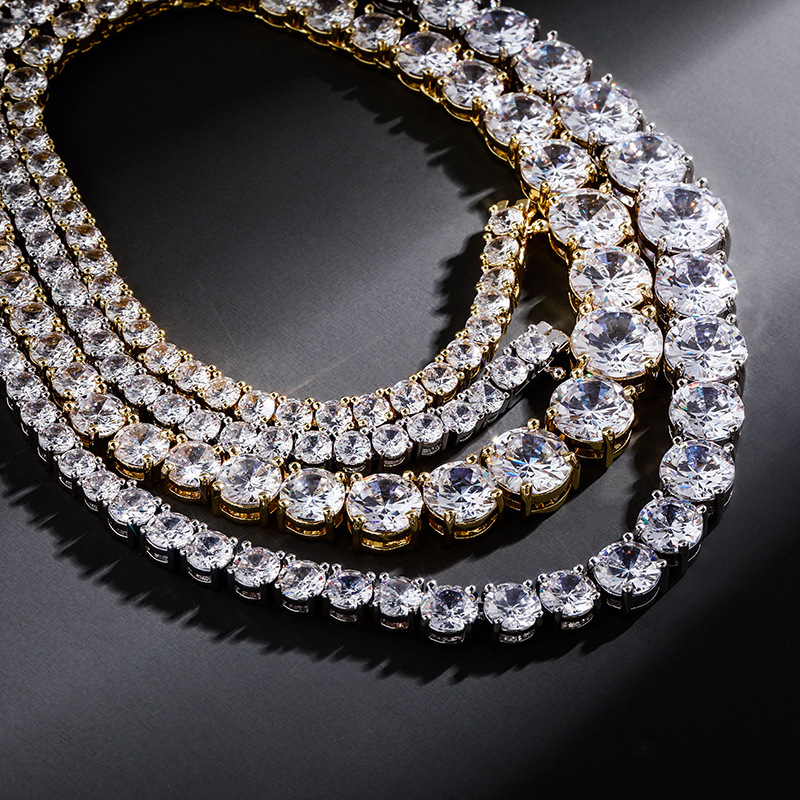 Gold Australia Jewelry European and American Single Row Zircon Gradient Size Personalized Tennis Real Gold Electroplated Necklace tennis chain