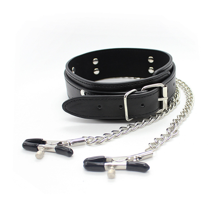 Adult  Tools, Dog Leash, Leather Belt, Dog Collar, Nipple Clamps, Neck Harness, Collar, Bondage, Training, Male Sex Toys, Teasing