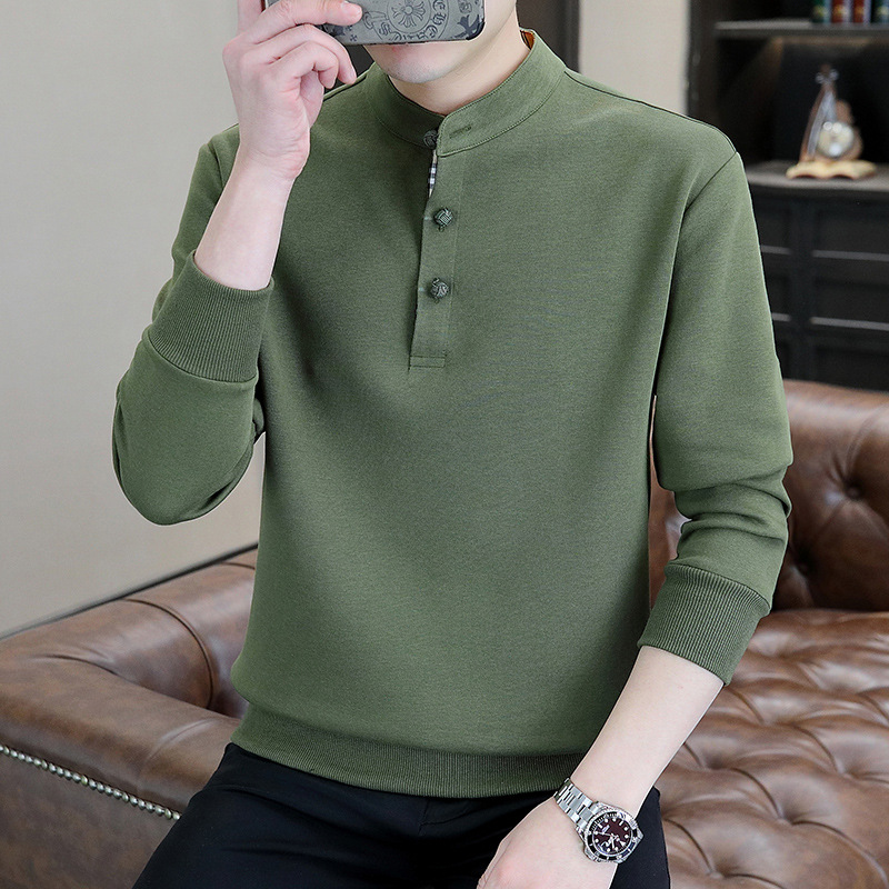 Spring and Autumn Men's Vertical Collar Sweatshirt Men's Vertical Collar Fashion Sweatshirt Men's Spring and Autumn Loose Casual Base T-shirt