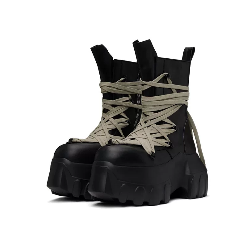 Huanxuan Dark Thick soled Tall Martin Boots for Men 2025 New British Style Versatile Motorcycle Boots for Men RO Boots for Men