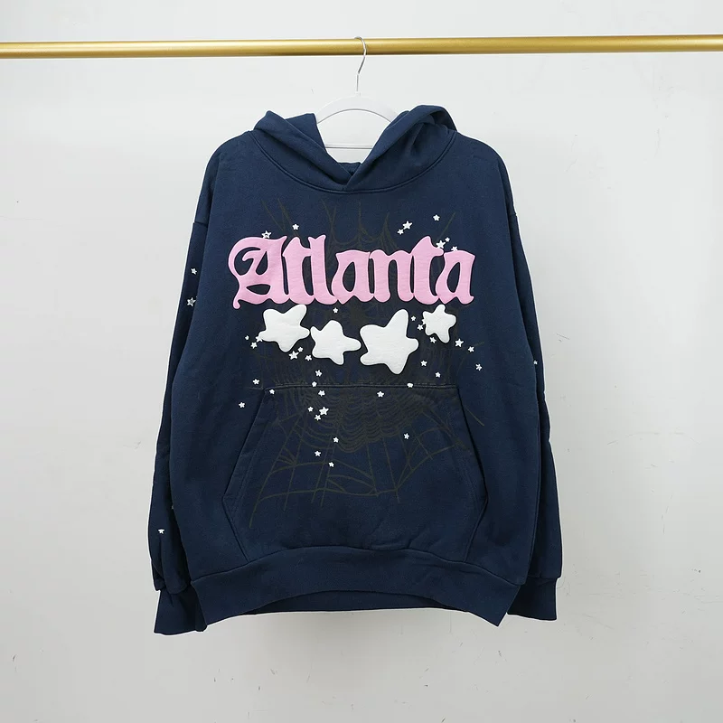 Autumn and Winter Dark Blue Foam Printed Sweatshirt Foto QC de TAOBAO na Qualit.ly