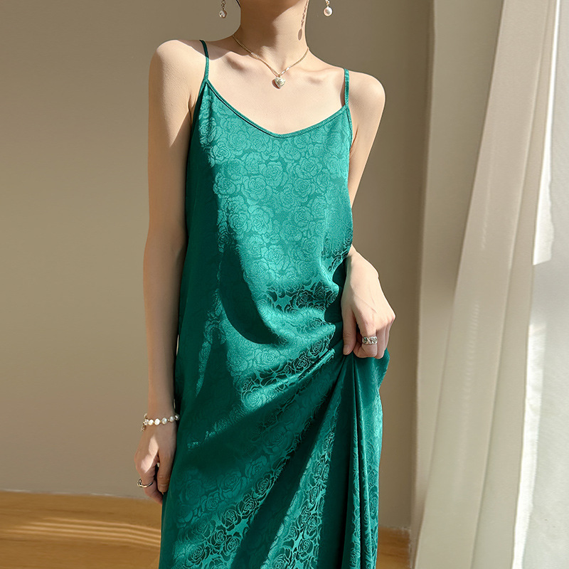 Triacetate silk sling dress women's summer loose inner dress French design fairy acetate satin
