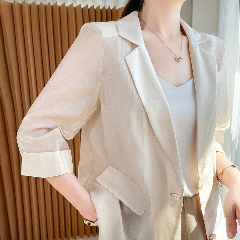Tencel Small Suit Casual Sun Protection Top Women's 2025 Summer New Fashion High-End Suit Shirt Jacket Trendy