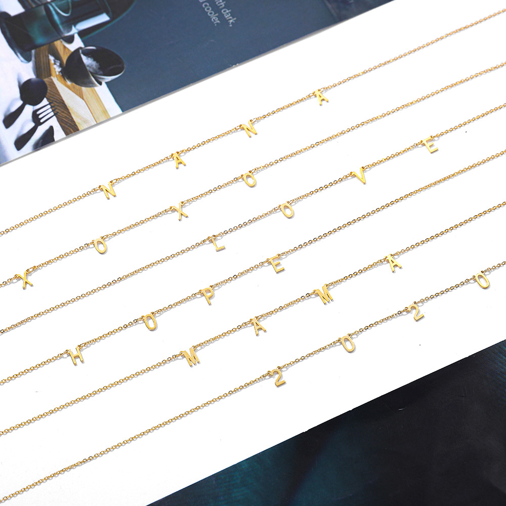 European and American Cross-border Titanium Steel 14K Gold Simple English Letter Necklace MAMA Mother's Day Clavicle Chain All-match Necklace Chain