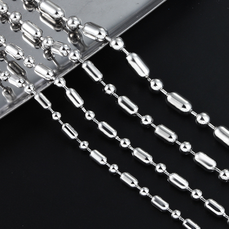 New Stainless Steel Bamboo Chain Long and Short Bead Chain Fashion Chain DIY Necklace Bracelet European and American Trendy Titanium Steel Accessories