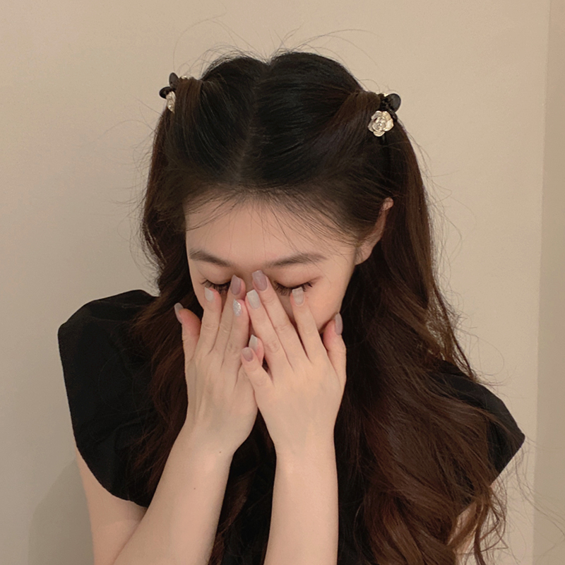 Camellia bangs clip pearl clip small Princess head cute hairpin side duck bill clip Korean hair accessories