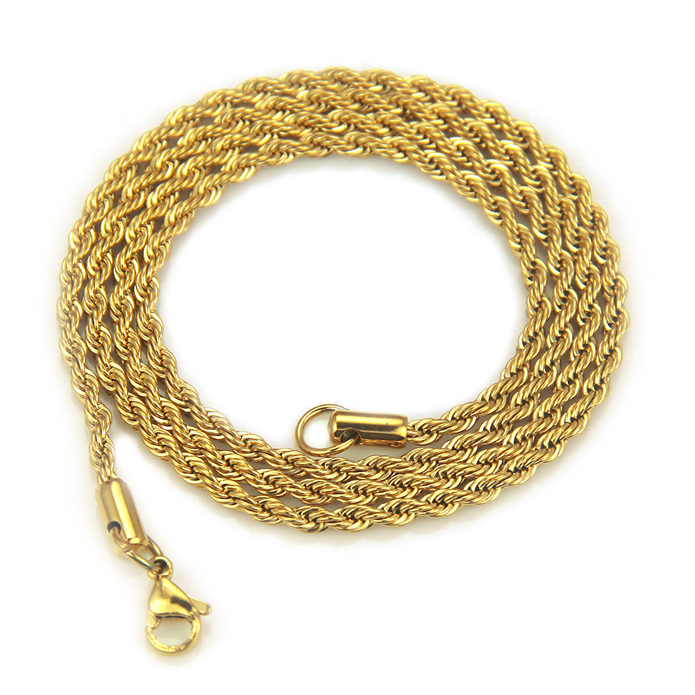 European and American Fashion Titanium Steel Twist Necklace Hip Hop Men and Women Couple Twist Chain Necklace