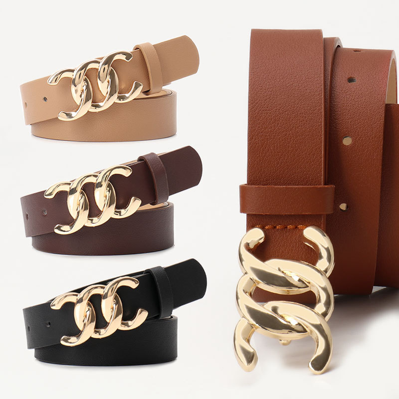 High-grade commuter style women's belt all-match jacket jeans decorative belt Maillard alloy plate buckle belt women
