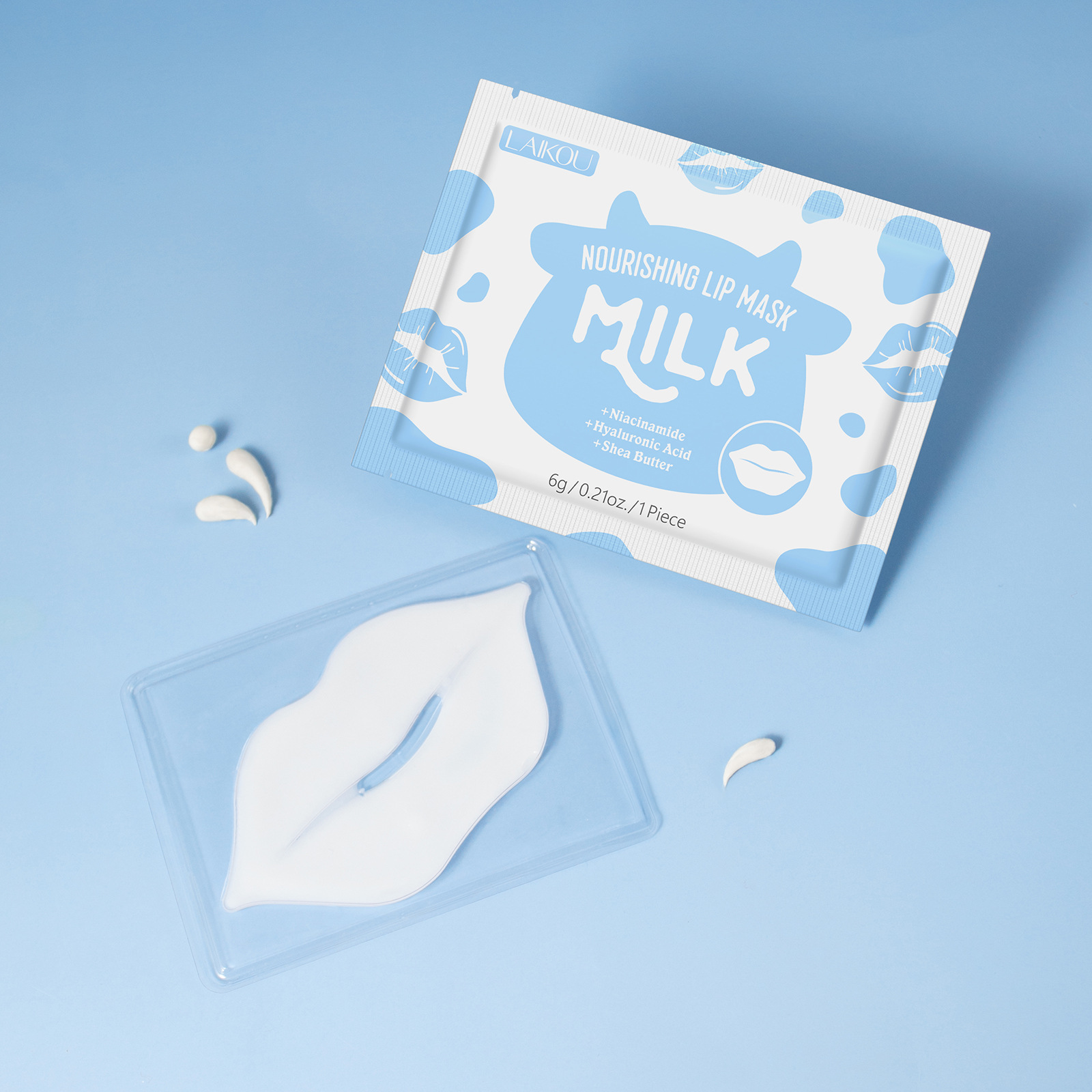 Tk Dropshipping Cross-Border New Product Laikou Milk Moisturizing Lip Mask 6g Moisturizing Lip Mask Full English Lip Patch