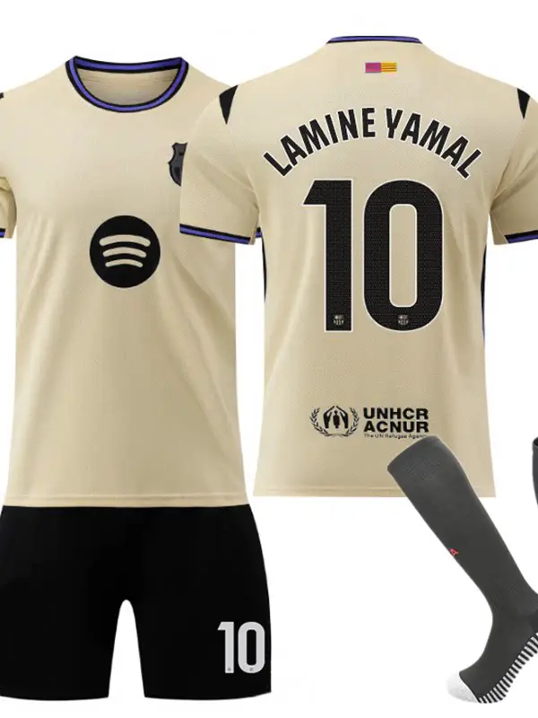 25-26 Barcelona away 9 Lewandowski 19 Yamal 10 Messi 8 Pedri football jersey children's jersey cross-border