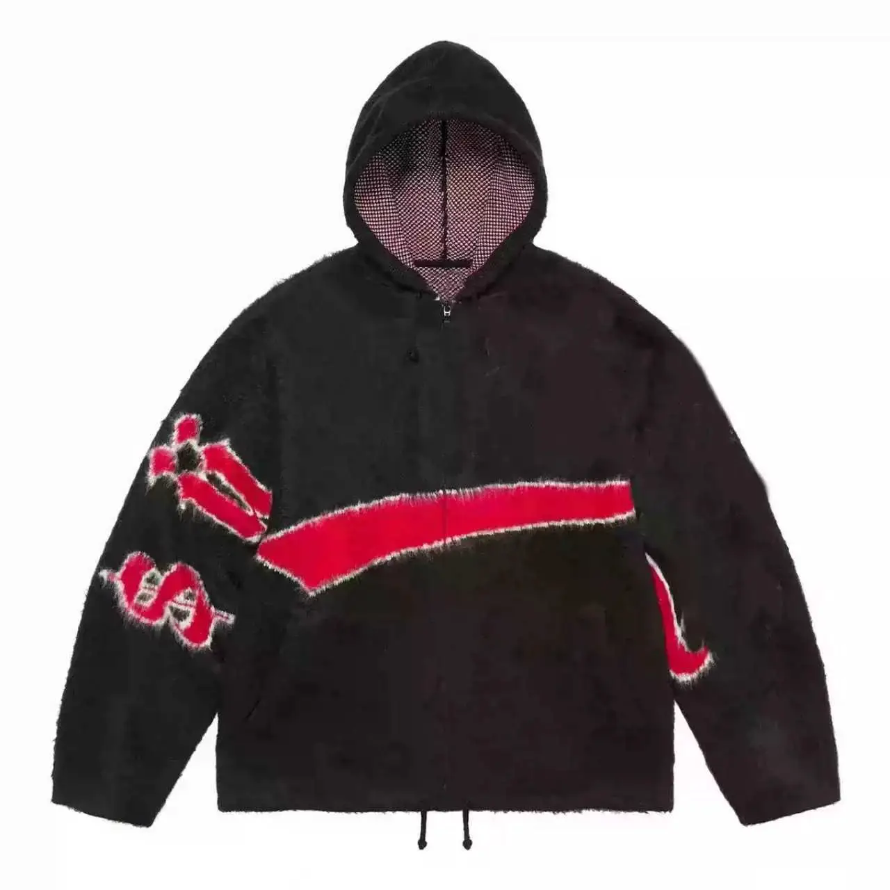 Accent Brushed Zip Up Hooded Sweater Zipper Hooded Knitted Sweater